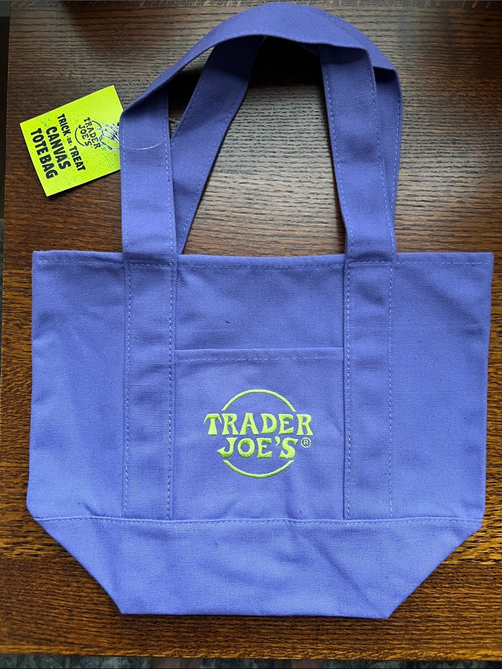 🎃 New Trader Joe's Trick-or-Treat Canvas Mini Tote Bag Purple Halloween Limited